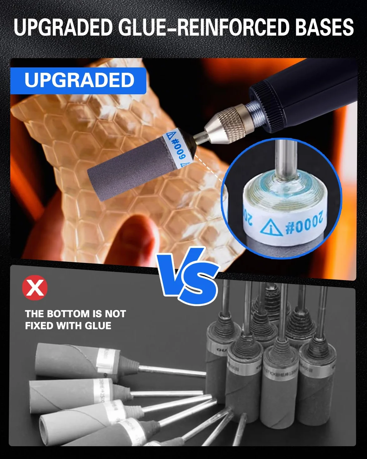Set di 30 tamburi abrasivi Dremel con gambo 1/8" per plastica legno metallo rettifica