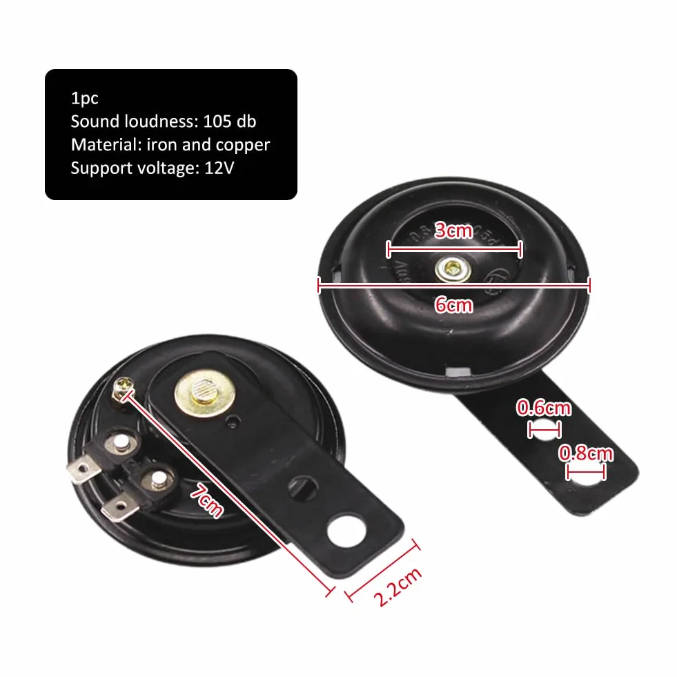 Clacson Moto 12V Potente, Tromba per Auto e Triciclo, 1 Pezzo Nero