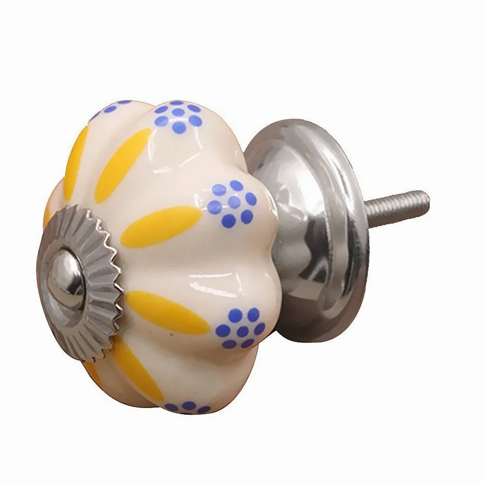5 Pomelli Rotondi in Ceramica Dipinti a Mano Fai-da-Te - Pomelli per Porte in Ceramica - Maniglie per Cassetti per Armadi - Pomelli per Mobili per Bambini per Bambini Decorativi (Stile 2)