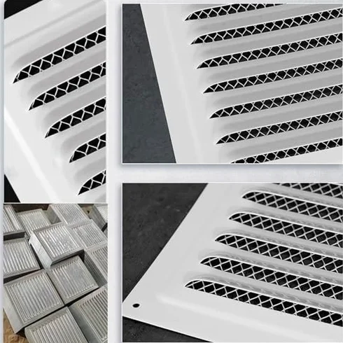 Griglia di ventilazione in acciaio inox, regolabile, per sistemi HVAC, montaggio a soffitto/parete, 250 x 250 mm, con schermo ct