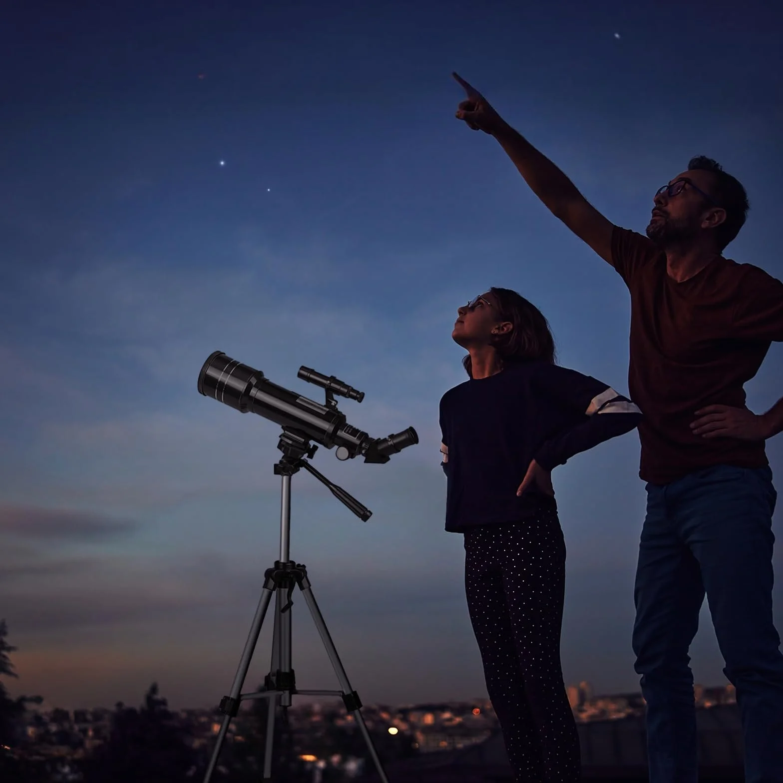 Telescopio Astronomico, Telescopi Rifrattori FMC con Treppiede Regolabile e Livello di Spirito, Telescopio da Viaggio Portatile con Zaino Perfetto per Adulti, Bambini, Principiante