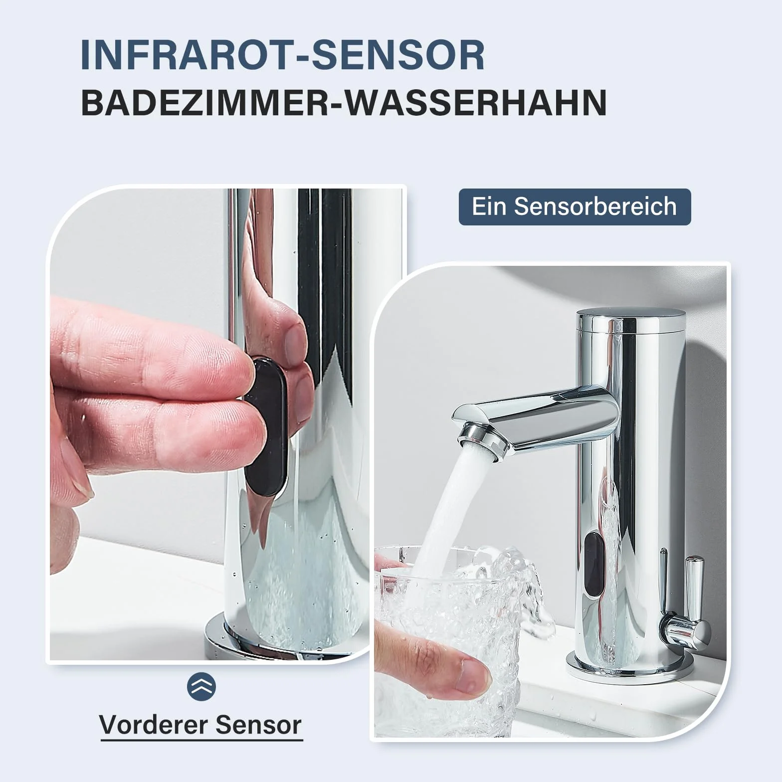Rubinetto Bagno Cromo Sensore a Infrarossi Automatico Miscelatore Acqua Calda Fredda Lavello