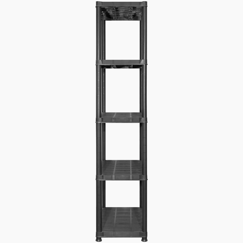 Scaffale portaoggetti a 5 ripiani nero 142 x 38 x 170 cm in plastica scaffale carico pesante, stoccaggio scaffalature supporto portaoggetti per cucina, soggiorno, garage, officina