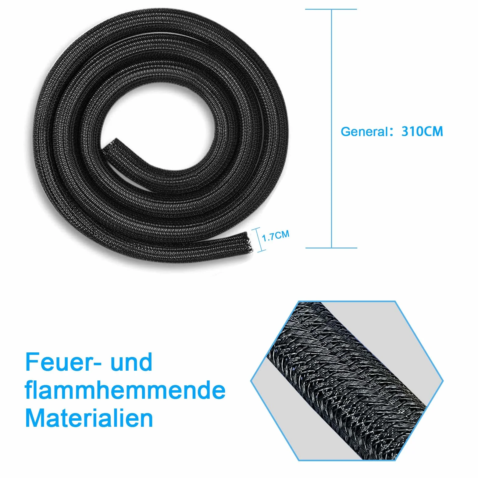 SURFOU Guaina per Cavi Elettrici 3.1m X 13mm, Scrivania Copricavi Nera, Raccogli Fili Nascondi Passacavi, Copricavo Cavo Guaine Raggruppa Flessibile Raccoglicavi Cable Antirofitori