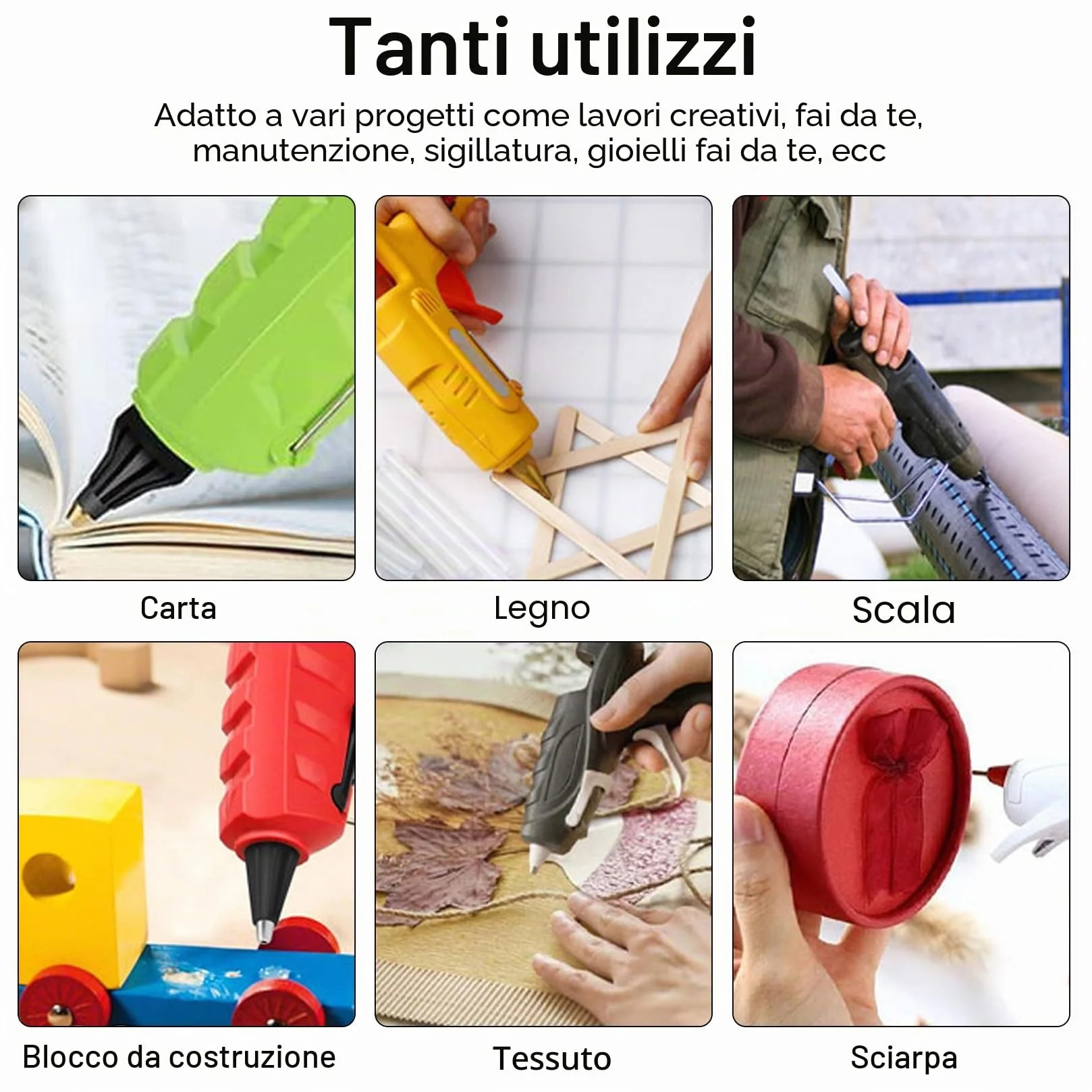 Stick a Caldo Ø 11 mm x 170 mm Ricariche Trasparente per Pistola Colla a Caldo, 58 Pz