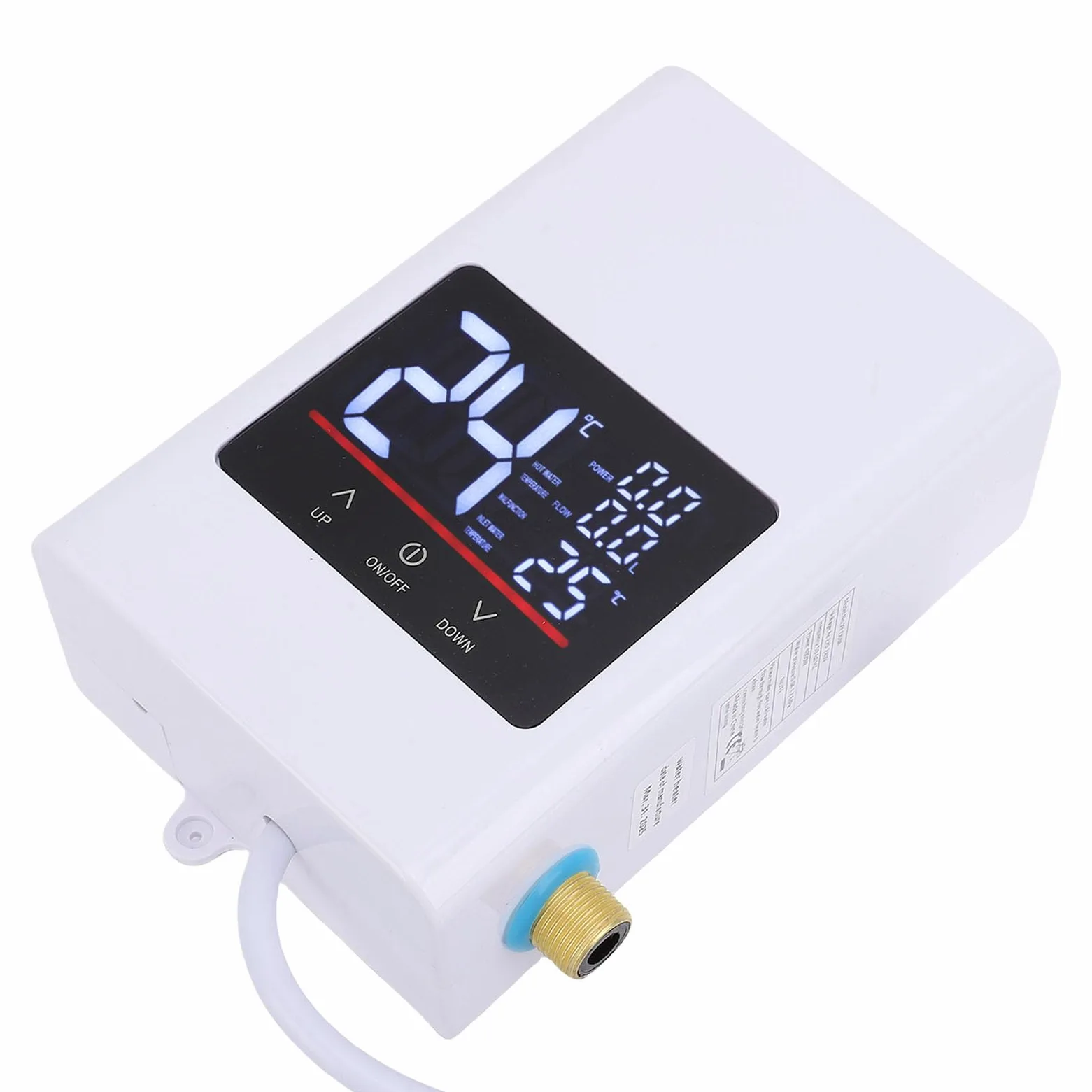 Aramox Scaldabagno Elettrico Senza Serbatoio, Istantaneo con Display | Costruzione in Acciaio Inossidabile e Ottone, Montaggio a Parete Sottolavello, per Cucina, Bagno, Appartamento e , con
