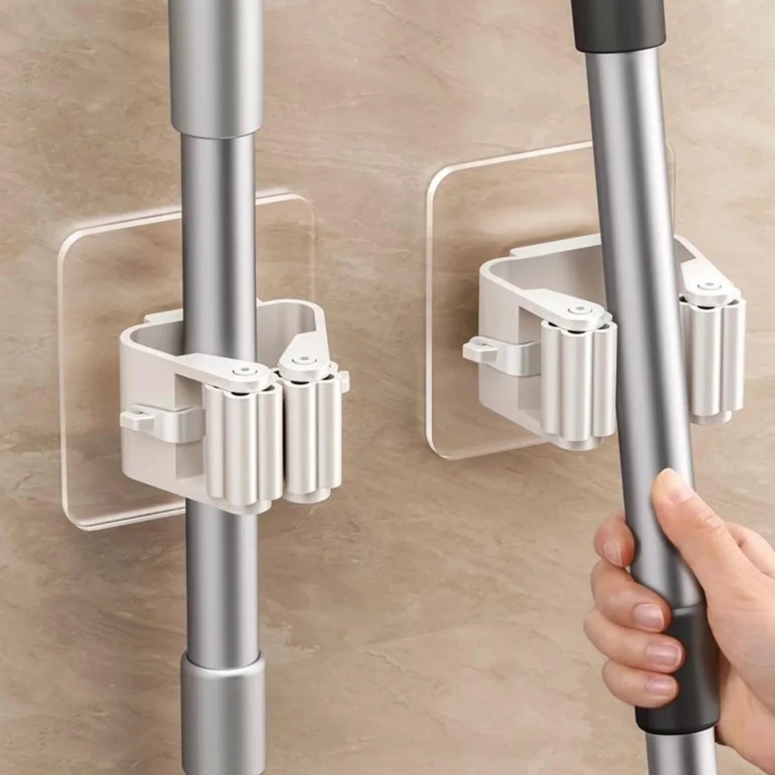 Porta Scope Parete Ganci multiuso Adesivo da parete for appendere lo spazzolone Gancio appendiabiti Cucina Bagno Organizzazione Accessori for l'organizzatore della casa per cucina(White 20pcs)