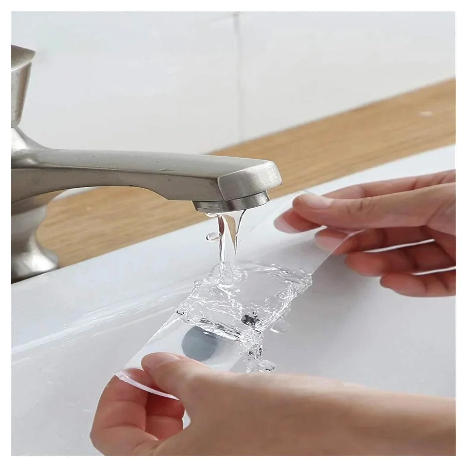Nastro adesivo biadesivo trasparente, Nastro biadesivo da 1/5 m senza tracce for bagno, cucina, lavandino, rubinetto, adesivo in gel(Width 3 Cm,5 meters)
