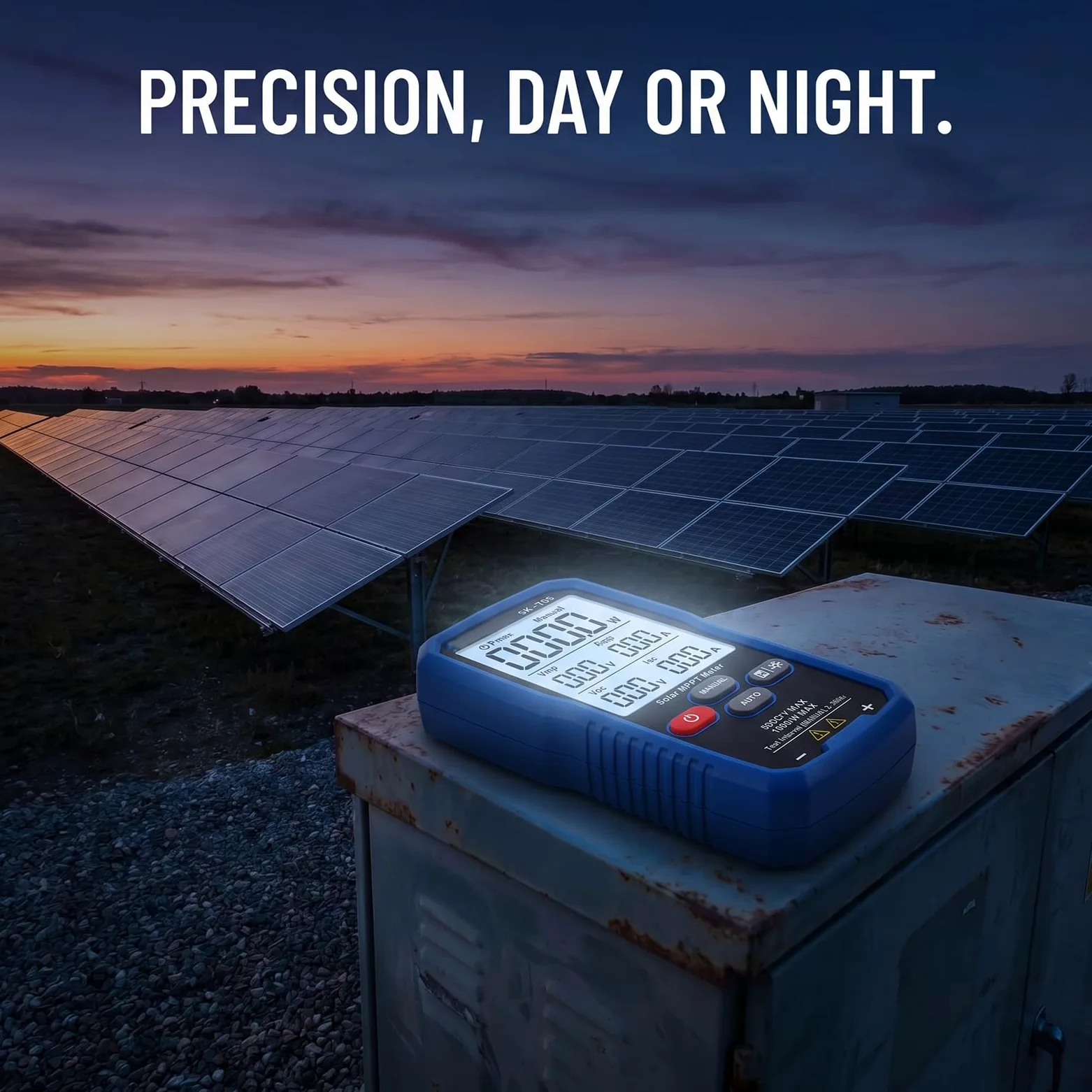 SK-705 Solar MPPT 1000 W Tester di potenza per moduli fotovoltaici, tester PV portatile con LCD da 3,2", misurazione automatica e manuale, Voc Isc Vmp Pmax
