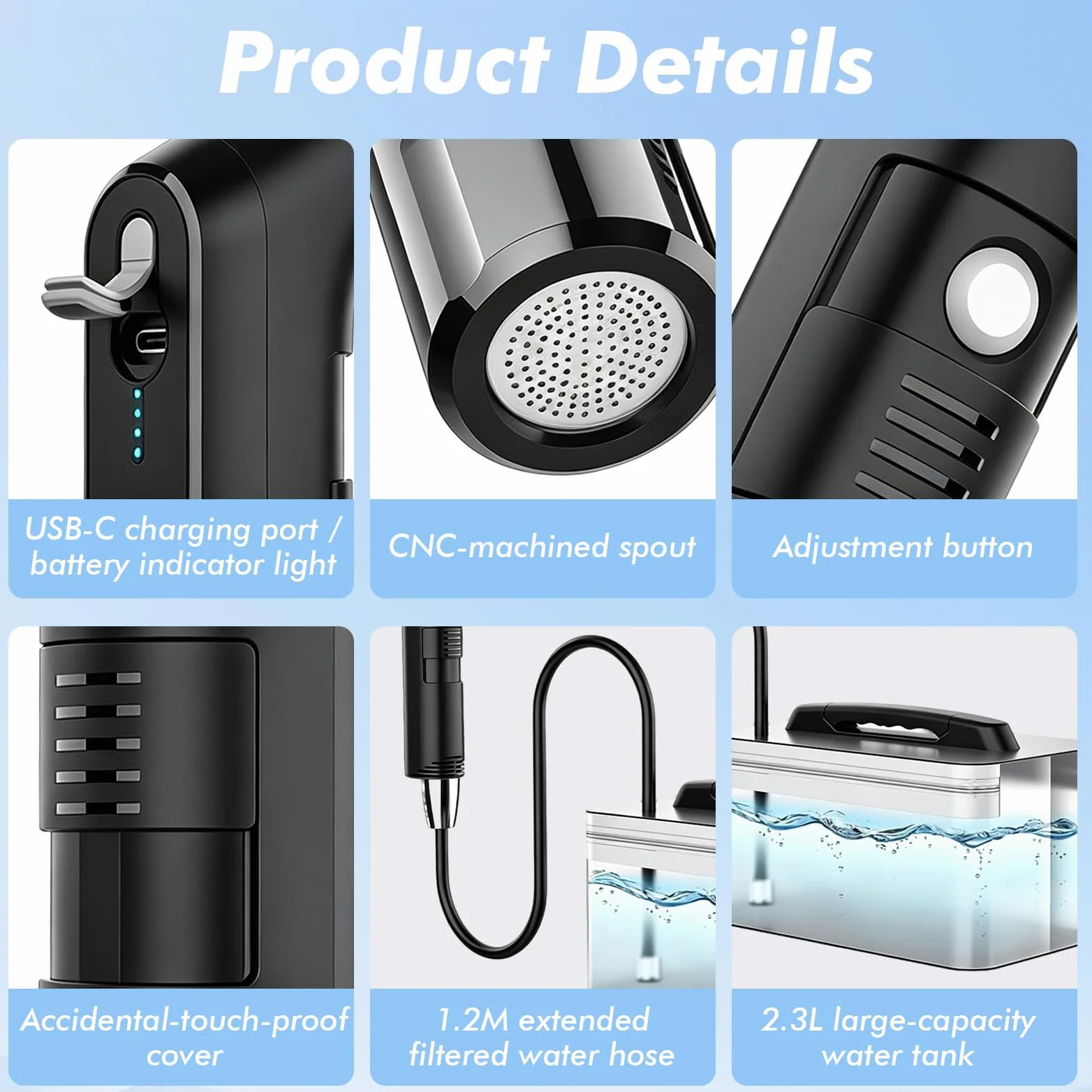 Bidet portatile, 2,3 l, bidet elettrico da viaggio, spruzzatore per bidet | Bidet elettrico da viaggio per toilette all'aperto, campeggio, bagno, escursioni all'aperto, bottiglia perineale per donne