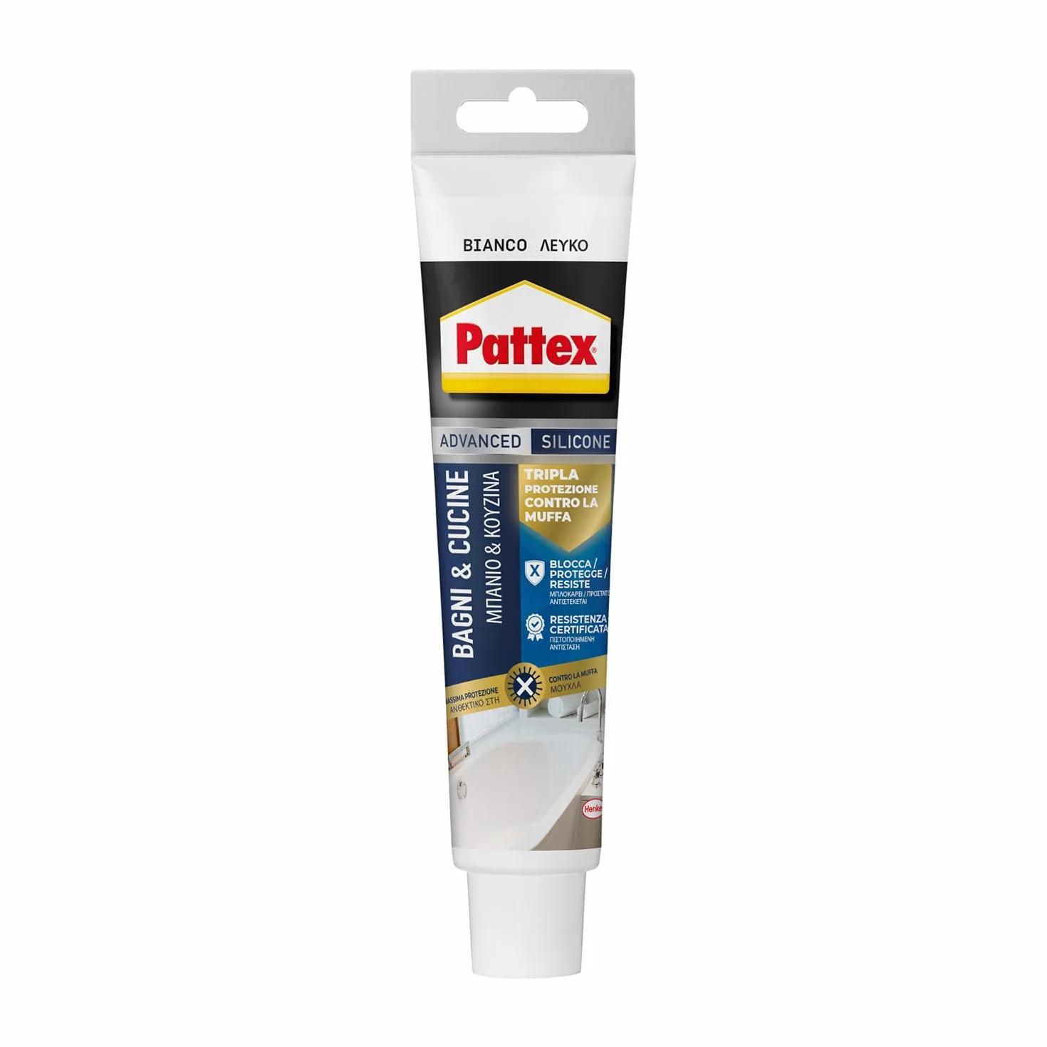 PATTEX Sigillante Bianco Bagni&Cucine 3x Protection Silicone Antimuffa Impermeabile 50 ml
