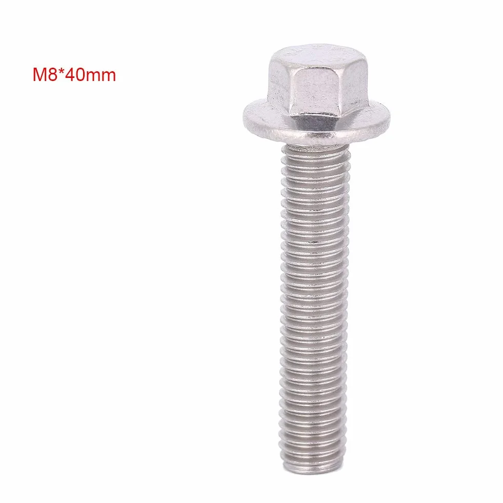 Walfront Viti a Flangia Esagonale M8 Acciaio Inossidabile 304, 10 Pezzi, M8 x 40 mm