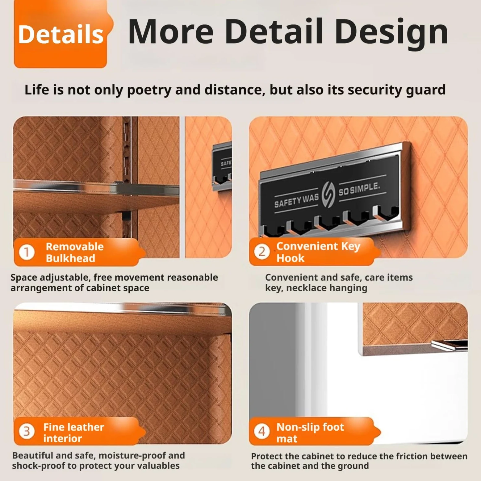 Cassaforte antifurto, grande capacità con accesso a impronte digitali e password per camera da letto/soggiorno, design sicuro e durevole, 60 cm