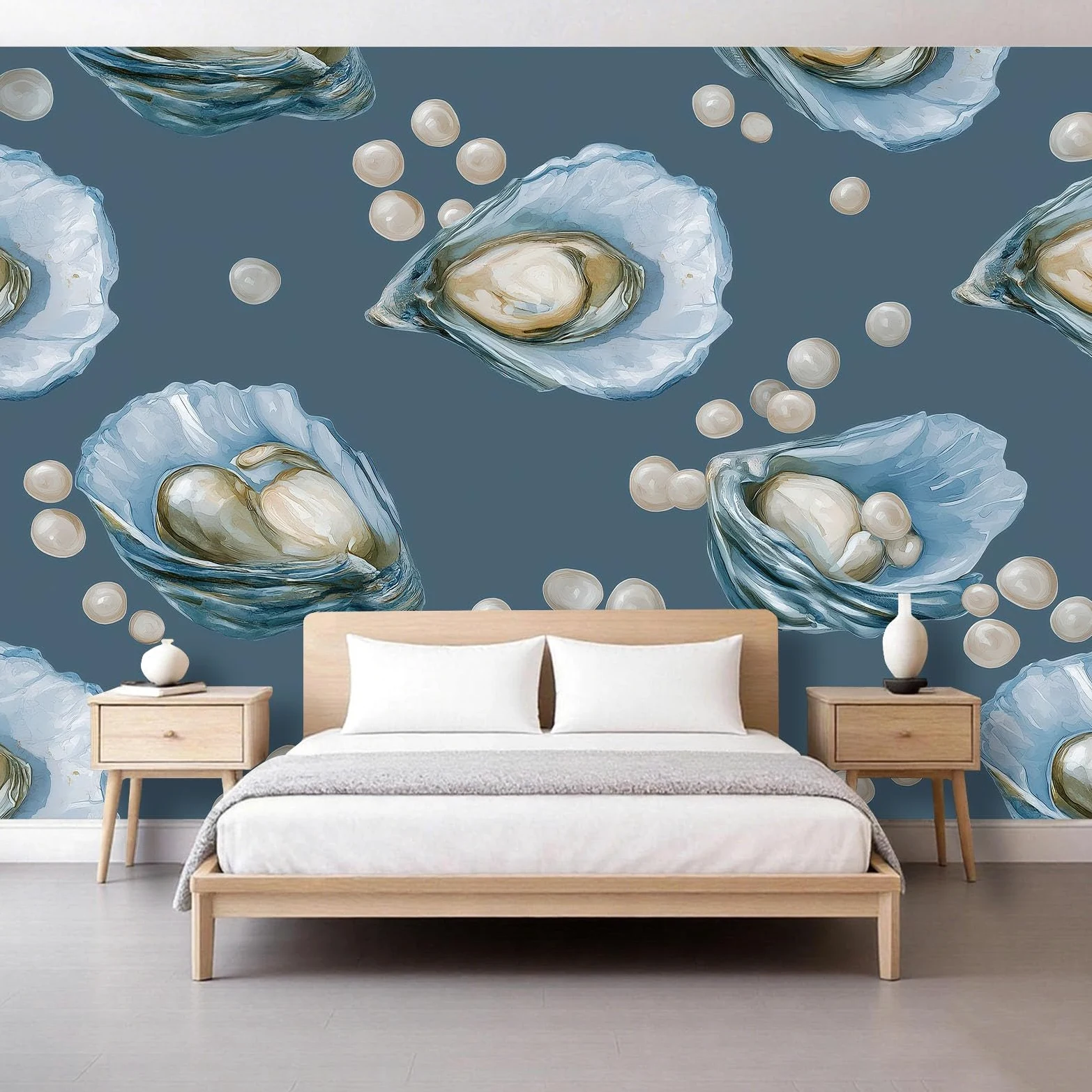 Carta da parati fotografica 500 x 280 cm con motivo perlato di lusso, decorazione per la casa, decorazione per la casa blu, decorazione artistica di alta qualità per soggiorno, camera dei bambini
