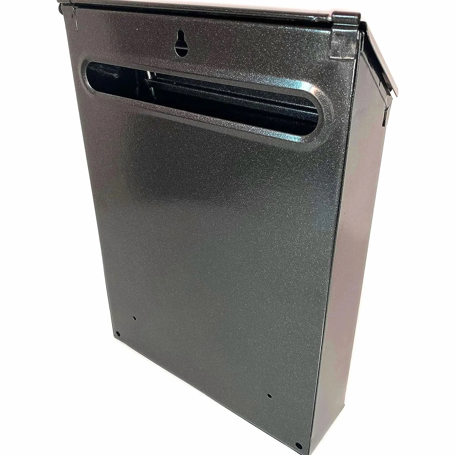 Cassetta Postale da Esterno in Acciaio con Serratura e Parapioggia Apribile, Colore Nero