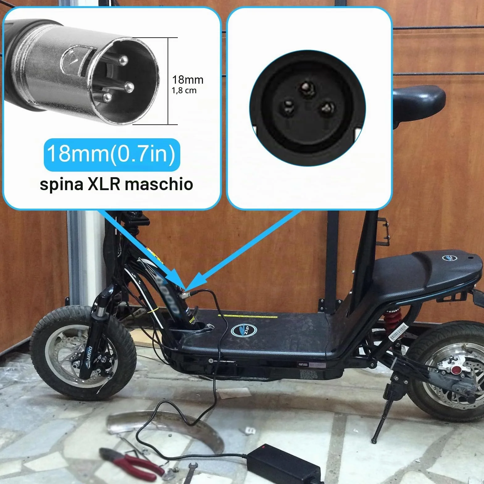 Labtec Caricabatteria 42V 36V 2A per Batteria al litio con connettore XLR a 3 pin per Bici Elettrica Monopattino Elettrico Sedia a Rotelle Elettrica