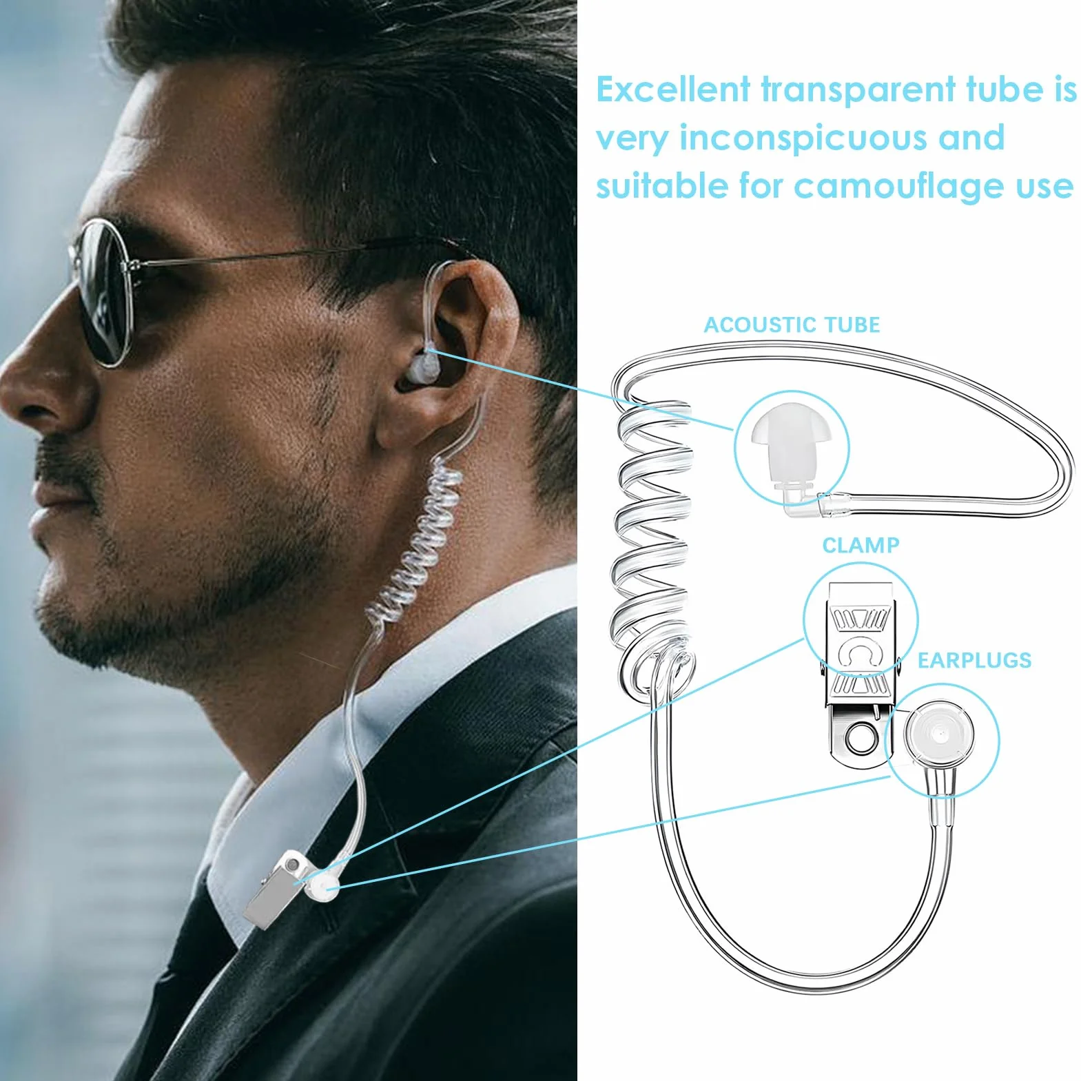 Tubo di Ricambio per Auricolari a Bobina Acustica Trasparente, Suono Cristallino e Comfort per Cuffie Radio a Due Vie, Compatibile con Walkie Talkie, Design Ergonomico in Silicone di Alta Qualità