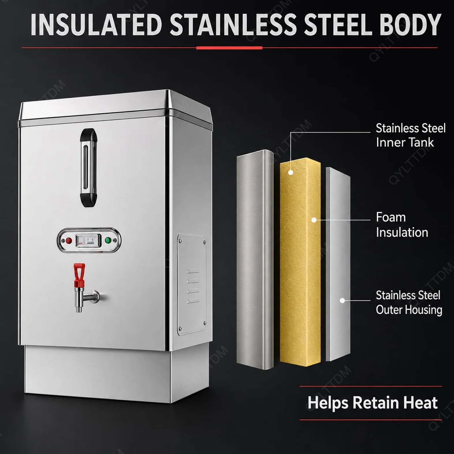 TYH Scaldabagno Commerciale da 40 Litri in Acciaio Inox, Automatico, con Doppia Filtrazione E Rifornimento Automatico Dellacqua, Dispenser di Acqua Calda con Rubinetto, A Basso Consumo Energetico