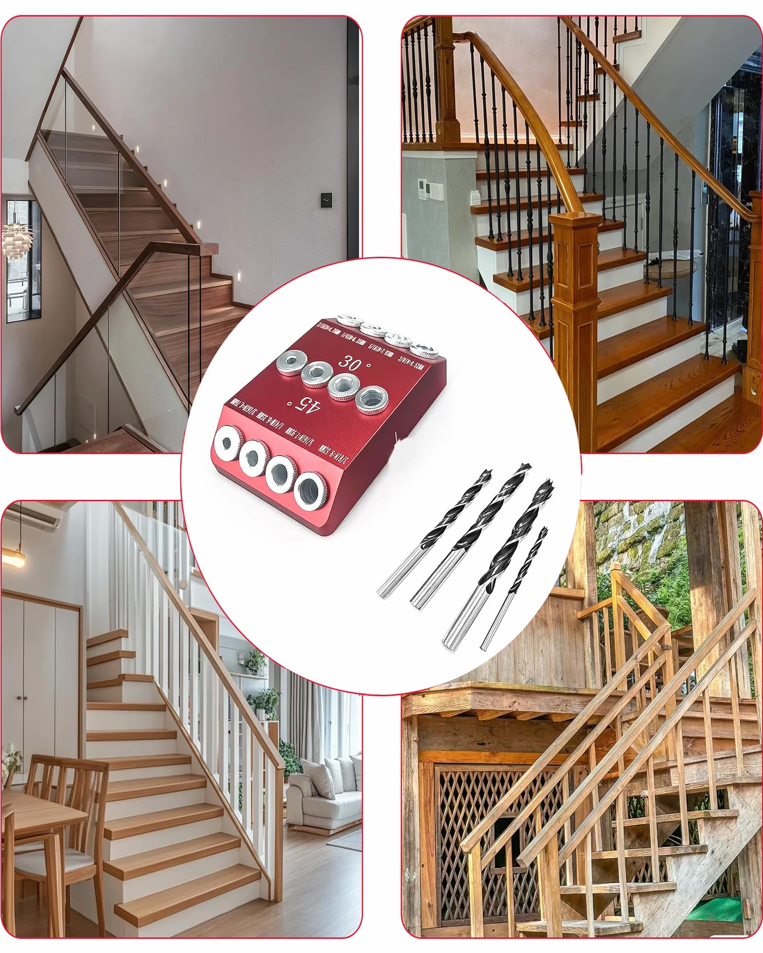 Dima per Fori Legno 30/45/90° - Dima per Tasselli di Legno Multiangolo Foratura Verticali