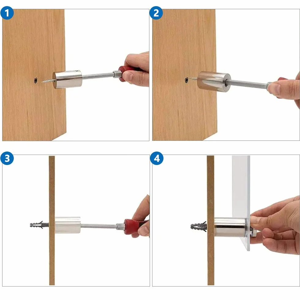 Argento Pubblicità Chiodi Hardware Supporti Distanziatori di Vetro Fissaggio Montaggio a Vite 20 x 12 mm