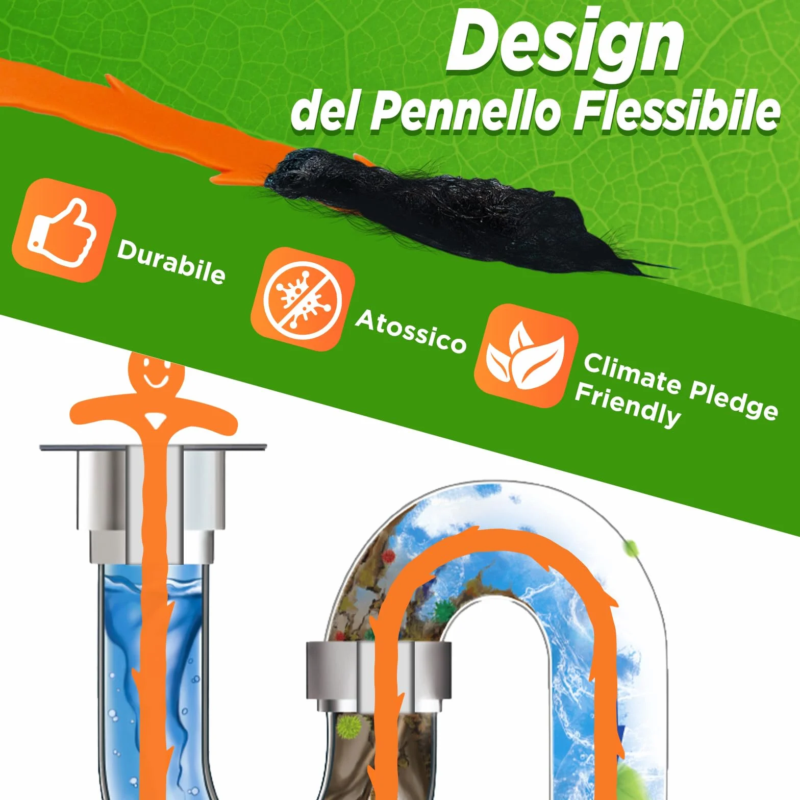 Forlivese 5 Pack Spirale di pulizia dello scarico 20 Pollici bastoncini teneri riutilizzabile