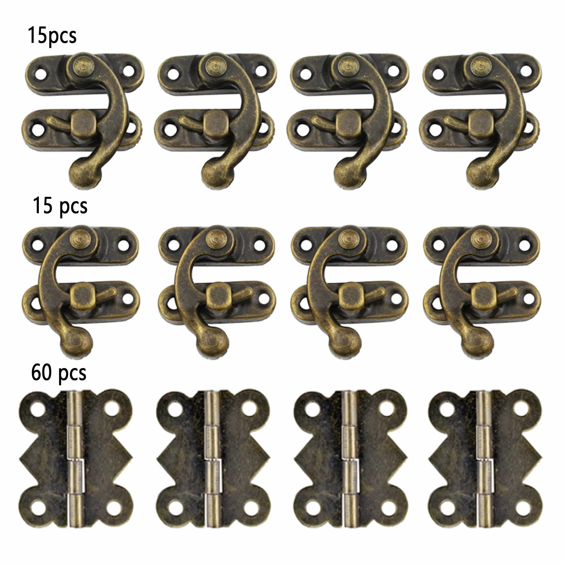 Gancio A Scatto Hasp Antico Legno, Serratura Vintage Sinistra/Destra, Cerniere A Farfalla Antiche 90 Pcs Per Scatole Di Legno