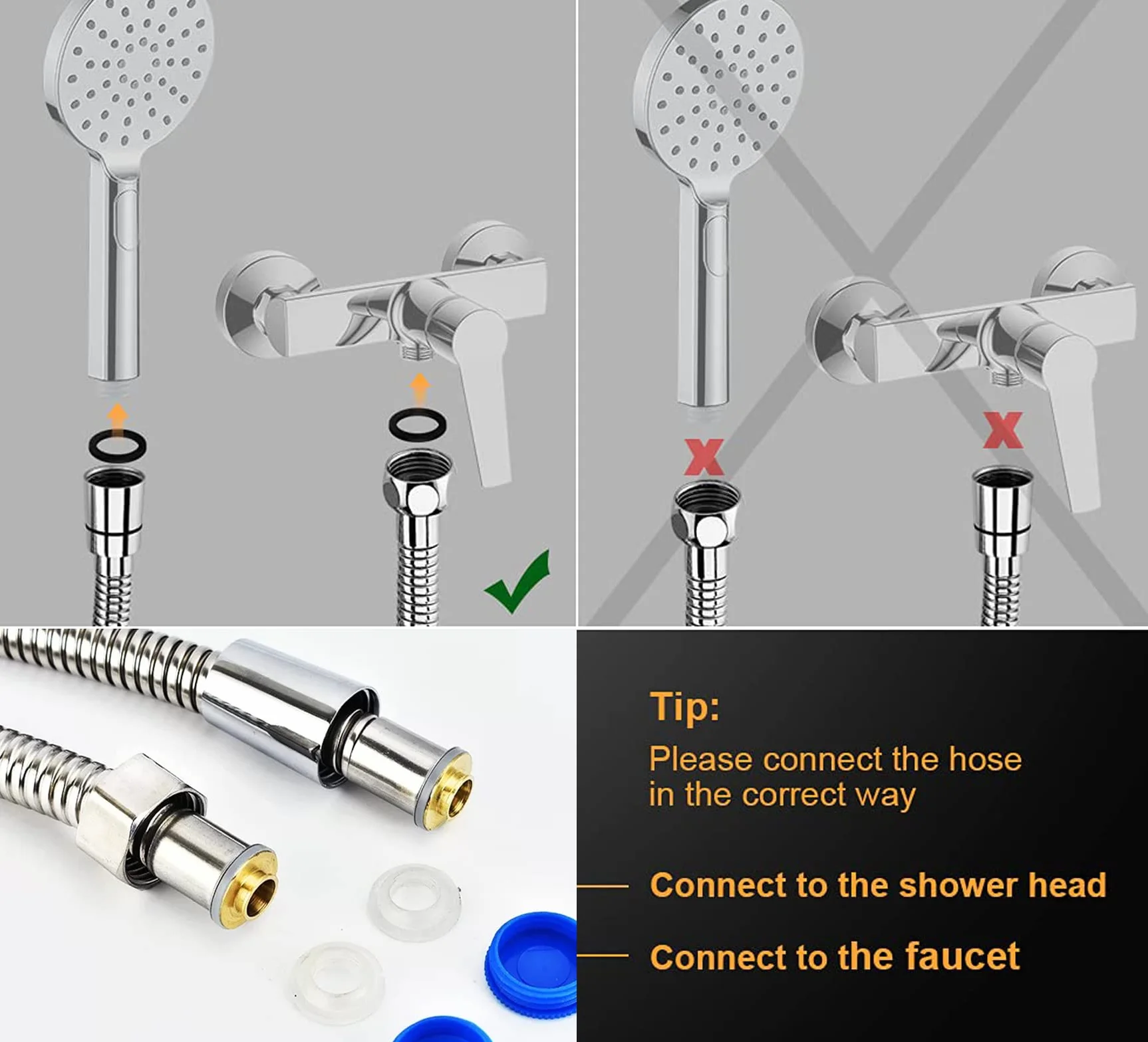RUIXUE ® Tubo Doccia 3 Metri,Tubo doccia Flessibile, attacco universale standard G1/2, flessibile e senza pieghe, superficie elettroplaccata facile da pulire.
