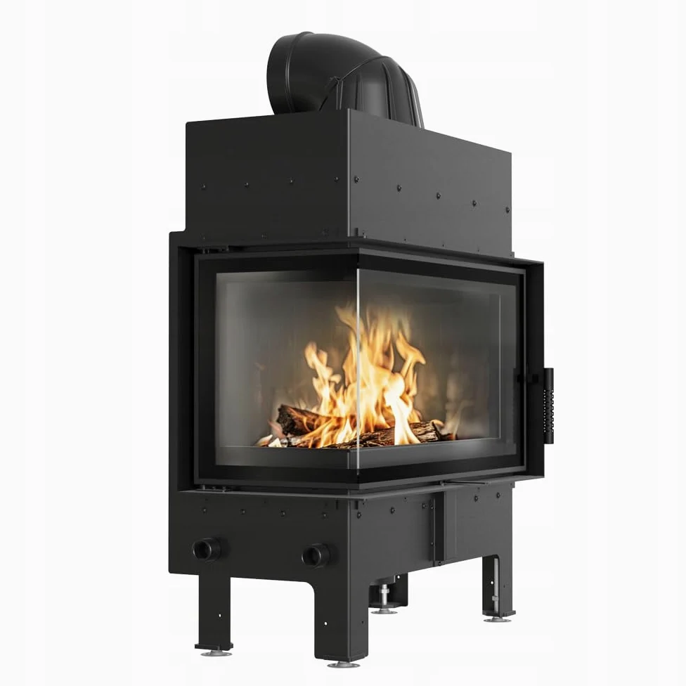 KRATKI Inserto per camino in acciaio a legna FLOKI 10 kW Ø200 sinistro A+ | Acciaio nero, efficienza 83,6%, classe A+. Ecodesign, BImSchV 2; per recupero calore.; combustione efficiente; Livello 2