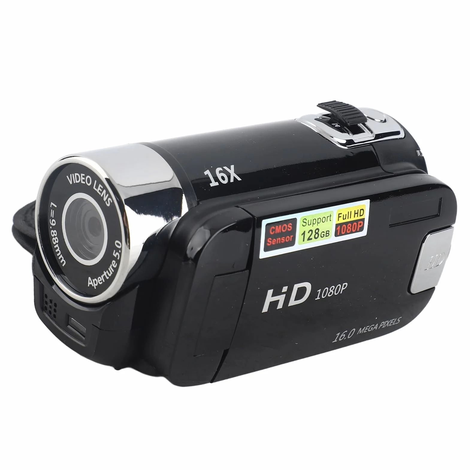Videocamera Digitale FHD Camcorder Con Rotazione di 270°, Alta Definizione 1080P, 16X Zoom, 32G Scheda Memoria per YouTube