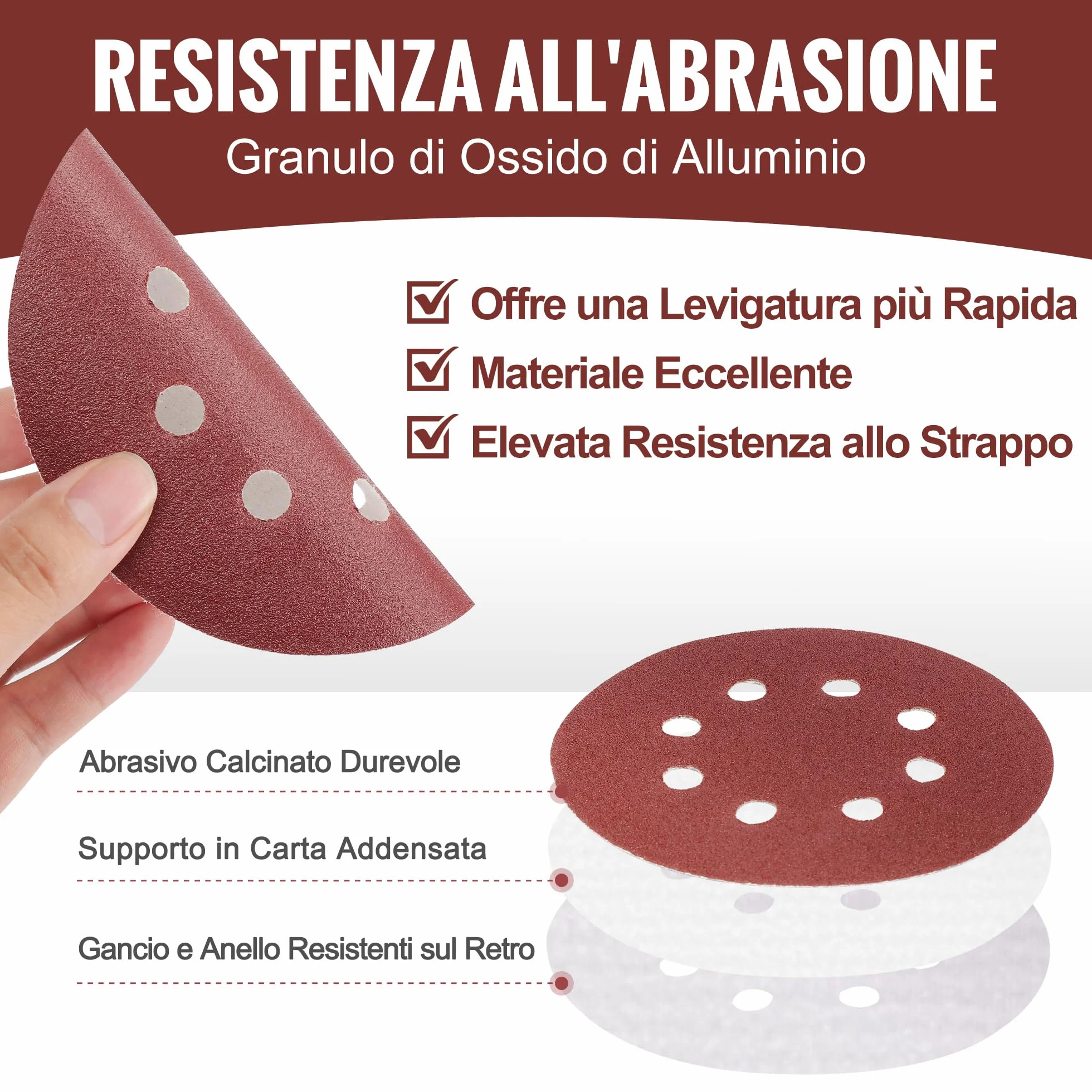 WORKPRO 150 Pezzi Dischi Abrasivi 125mm Carta Vetrata per Legno Grana 60-600