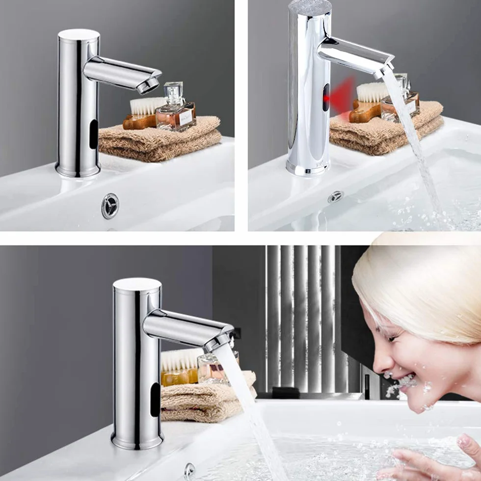 ENCOFT Rubinetto Acqua Fredda Automatico Sensore Infrarossi Touchless Lavabo Bagno 20cm