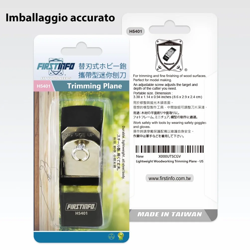 FIRSTINFO H5401 Mini Pialletto Manuale in Acciaio Leggero Pialla per Legno