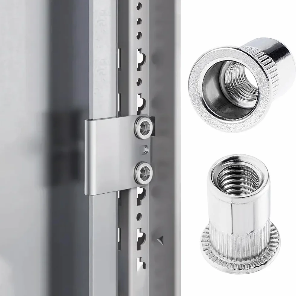 100 Pezzi Dadi Rivetti Filettati in Acciaio Inox M8 Inserti Filettati a Testa Piatta Per Pannelli in Metallo e Plastica