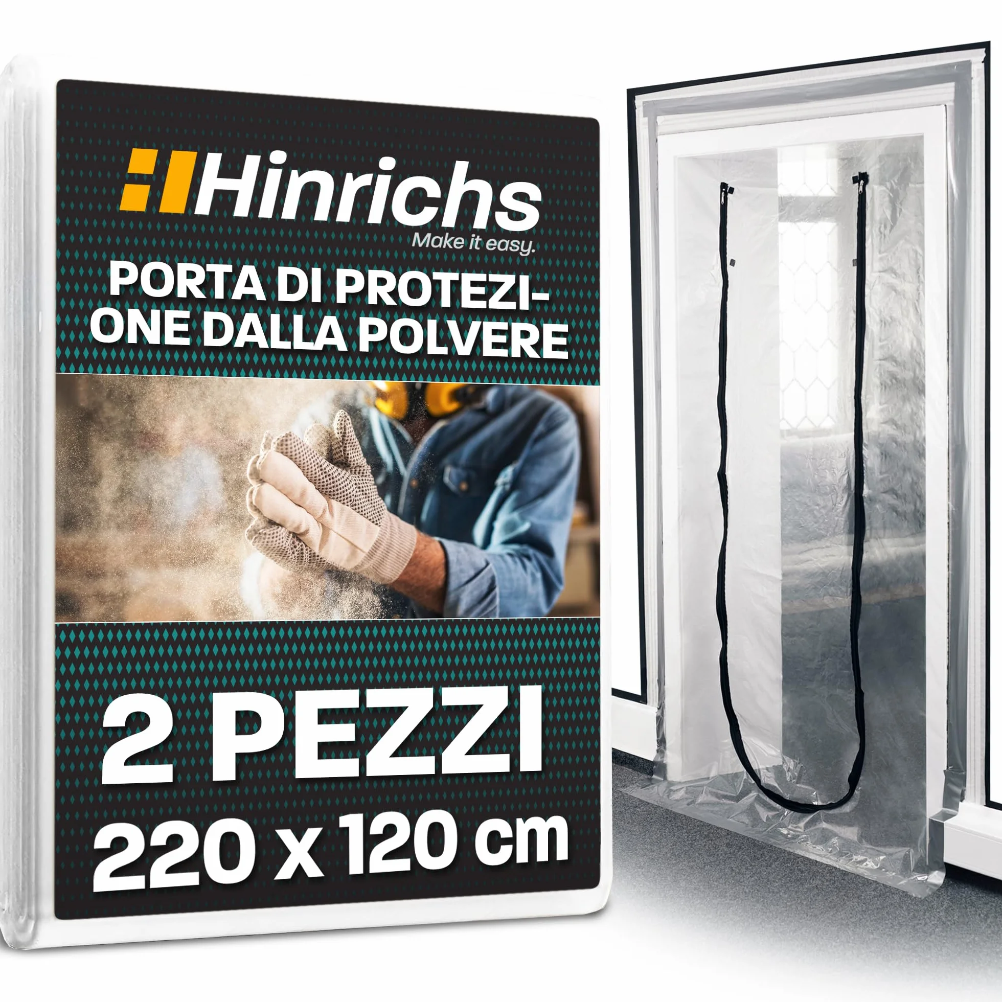 Hinrichs 2x Porta Antipolvere con Chiusura a Strappo 220x120 cm Copri Scarpiera con Cerniera Antipolvere Casa Copertura Scaffale