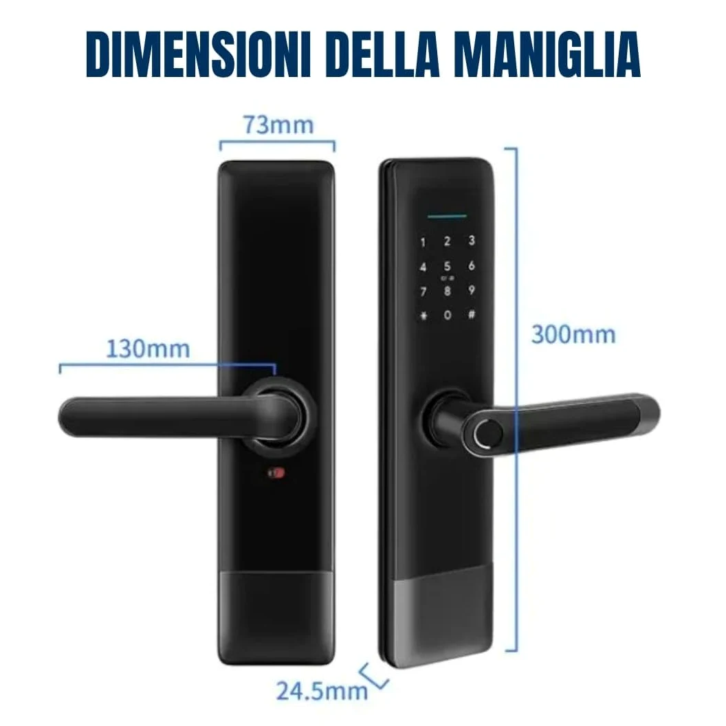 Serratura Smart con Maniglia Intelligente e Controllo via App TTLock – Apertura con Impronta Digitale, Codice o Smartphone – Serratura Elettrica con Cilindro per Porta Interna o Cancello Esterno
