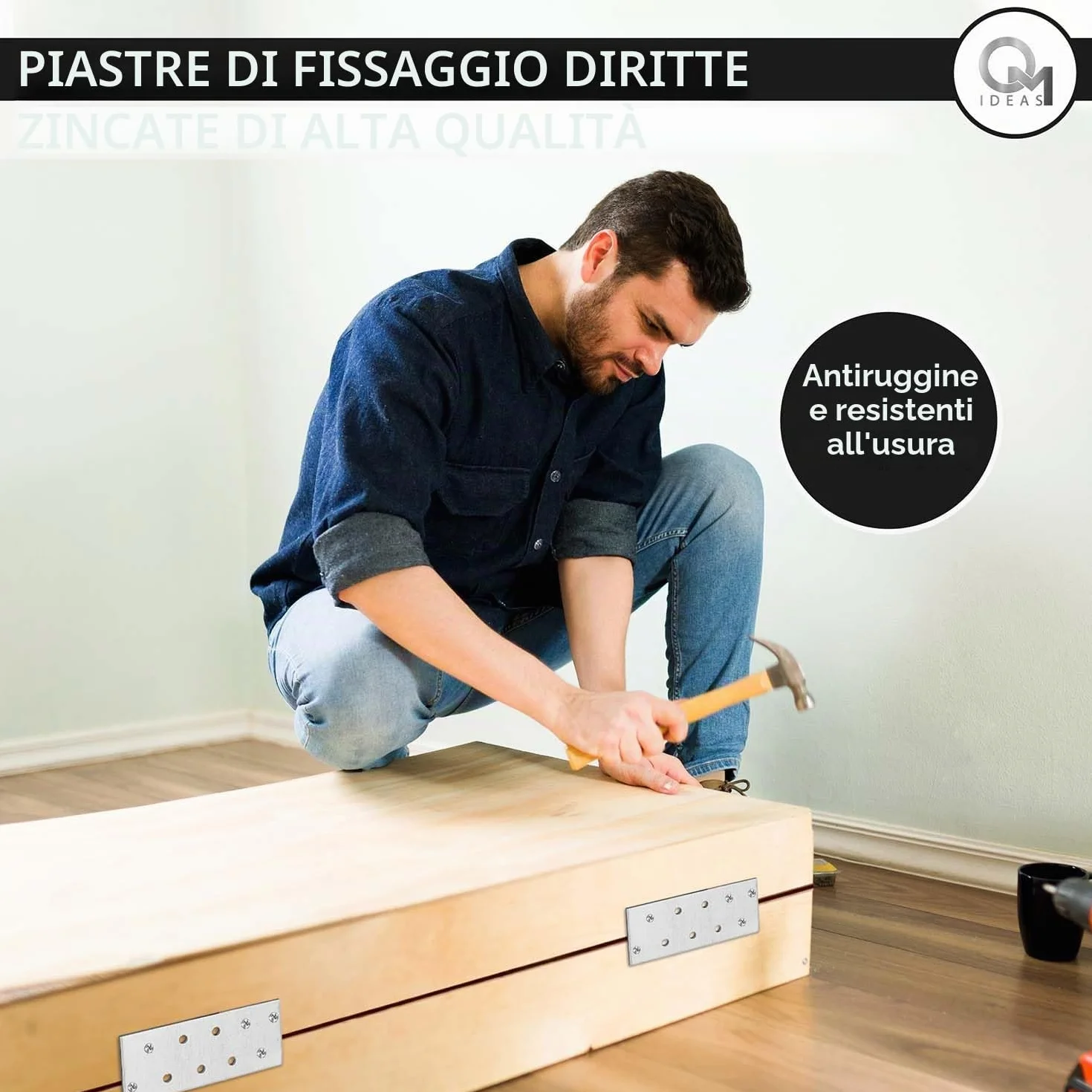 Piastre forate 100x40x2 Piastra di fissaggio Connettore per legno Lastrina di giunzione piatta Piastra di montaggio zincata in acciaio