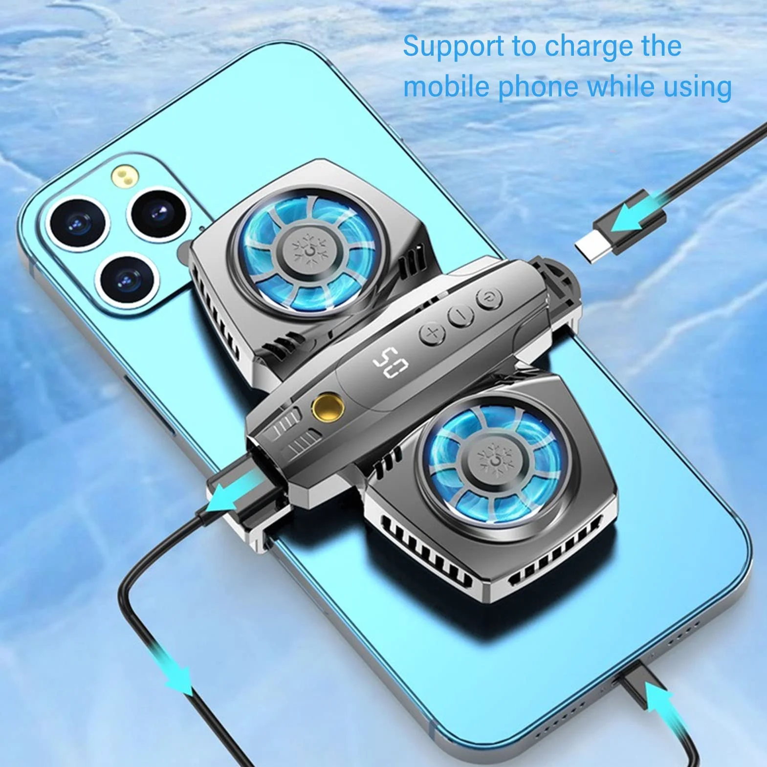 Raffreddatore per Cellulare, Ventola di Raffreddamento a Semiconduttore Dual Core Radiatore per Cellulare, Basso Rumore, Risparmio Energetico, per Streaming Video di Giochi Mobili