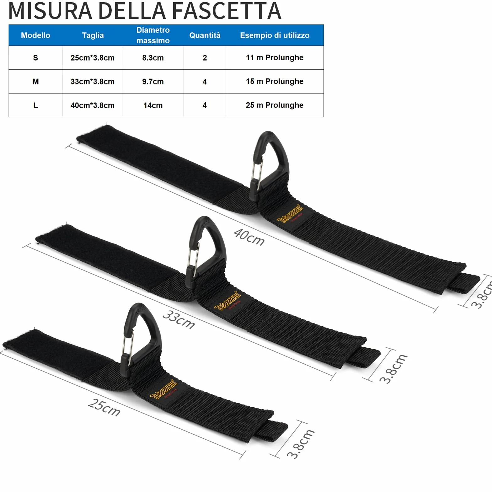 Trilancer Organizzatore per Cavi 10pz Cinghie con Fibbia Triangolare Parete