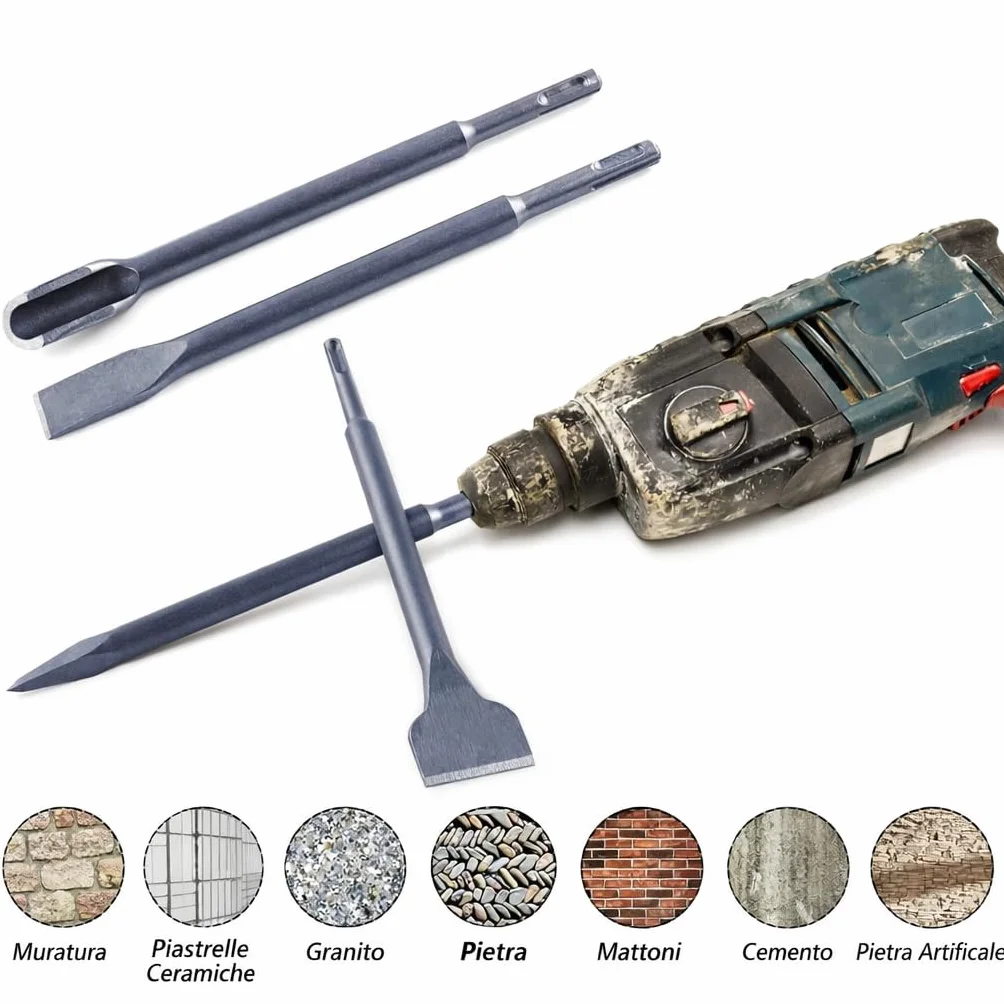 Topolenashop SDS-Plus Set 4 szt. wierteł do betonu, kamienia i muru, VHT02652
