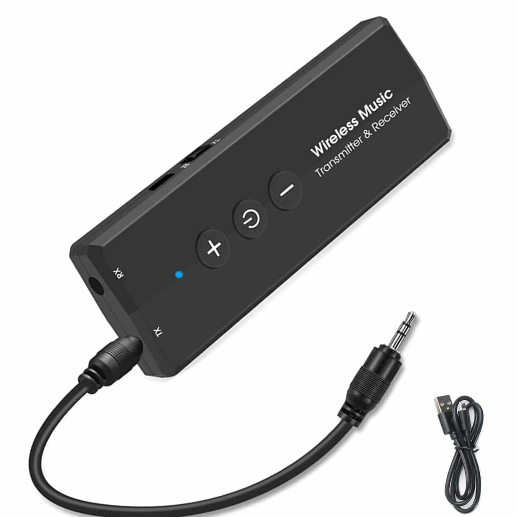 EasyULT Trasmettitore Ricevitore Bluetooth 3 in 1 Ricaricabile, con 300mAh Batteria, Wireless Adattatore Portatile Bluetooth 5.0 con 3.5mm Audio, per TV PC Cuffie Stereo Altoparlanti Auto - Nero