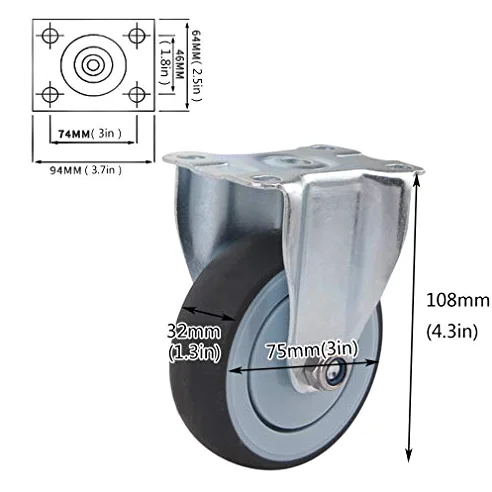 Ruote girevoli resistenti con freni, supportano fino a 119,7 kg per ruota, ideali per grandi mobili e attrezzature mobili