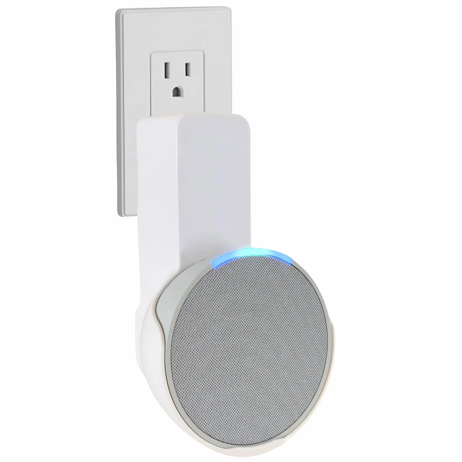 Sintron Supporto da Parete per Echᴏ Pop, Supporto per Altoparlante Intelligente, Staffa Salvaspazio per Presa, Nessuna Vite o Foratura, Gestione Cavi Integrata, Compatibile con Google Nest (Bianco)