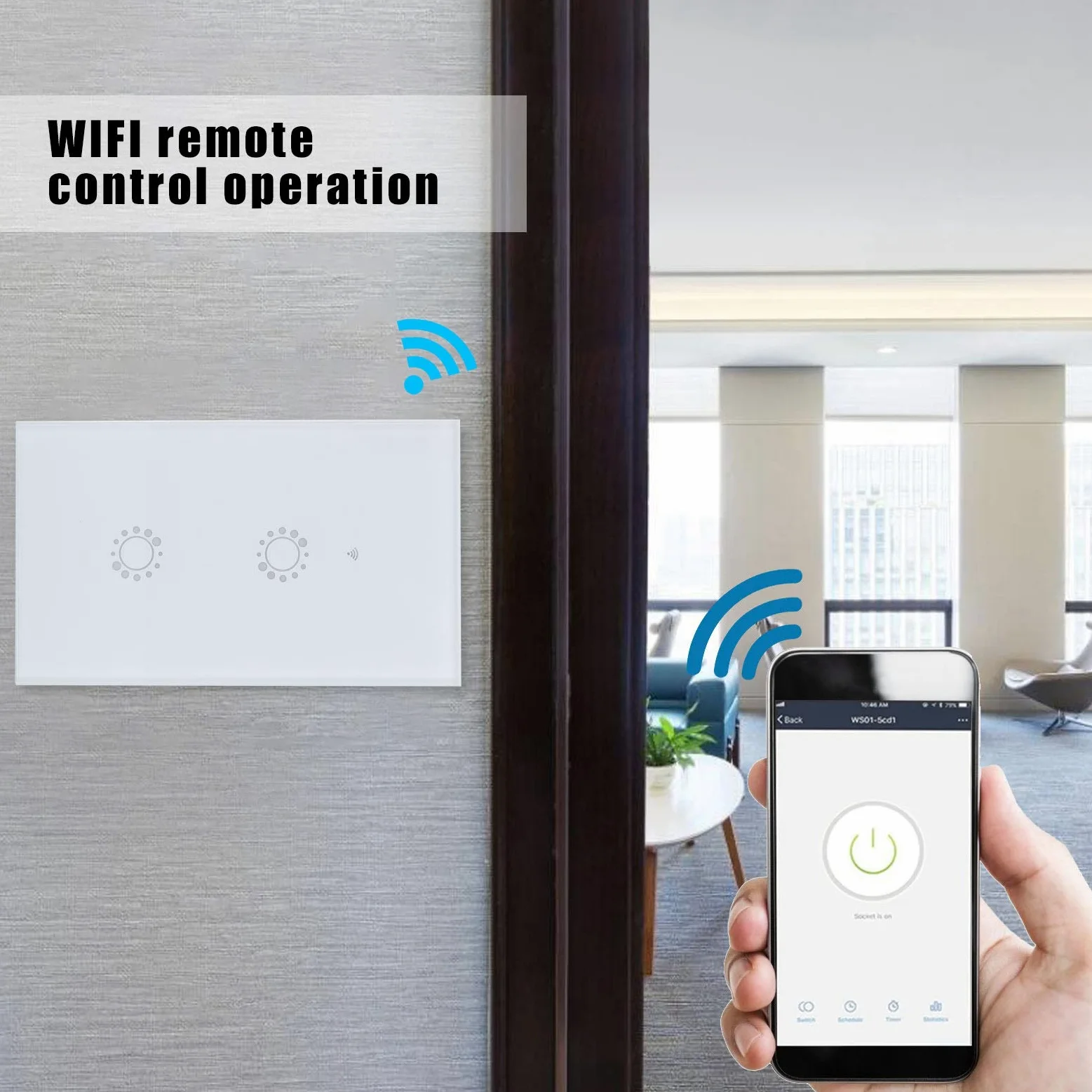 Cocoarm Interruttore Touch Wi-Fi, Interruttore Smart Touch da 95 a 240 V CA Pannello di Controllo WiFi a 2 per l'uso a Parete di Controllo Vocale dell'app Remota nell'officina di Casa e Ufficio