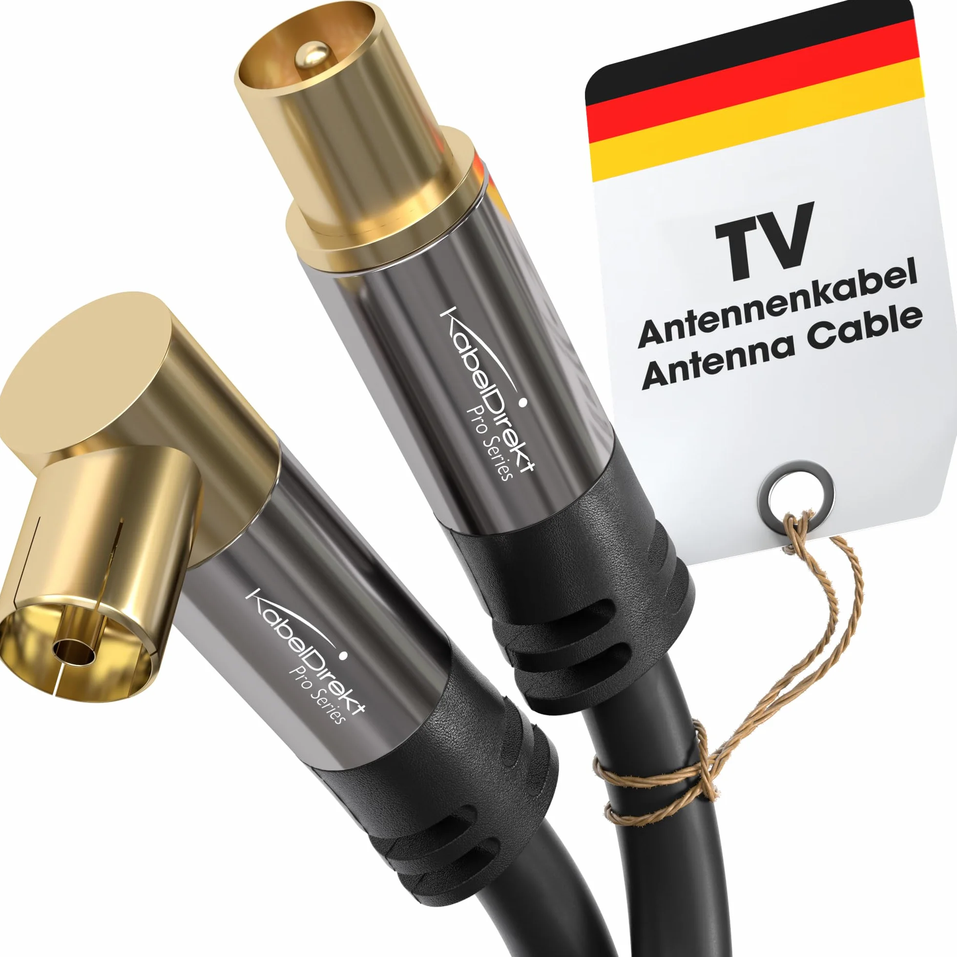 KabelDirekt – Cavo Antenna TV 4K, Coassiale – 90° angolato/dritto – 2 m – Cavo TV digitale/analogico – Disponibile in 0,5-20 m (Presa angolata/Spina dritta, per DVB-C/DVB-T/DVB-S, nero)