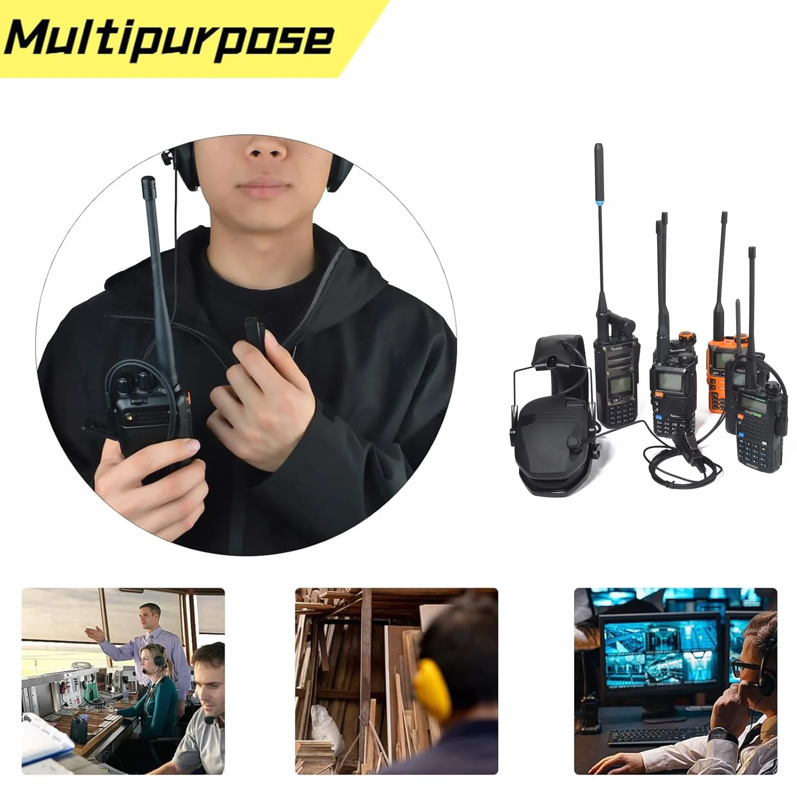 Cavo Audio Universale da 2 Pin a 3.5 mm 90° con PTT, Compatibile con Baofeng UV-5R 777 888S Kenwood TH-22AT TK-3100 Quansheng K5 TK-11 e Cuffie con Microfono a Ingresso 3.5 mm