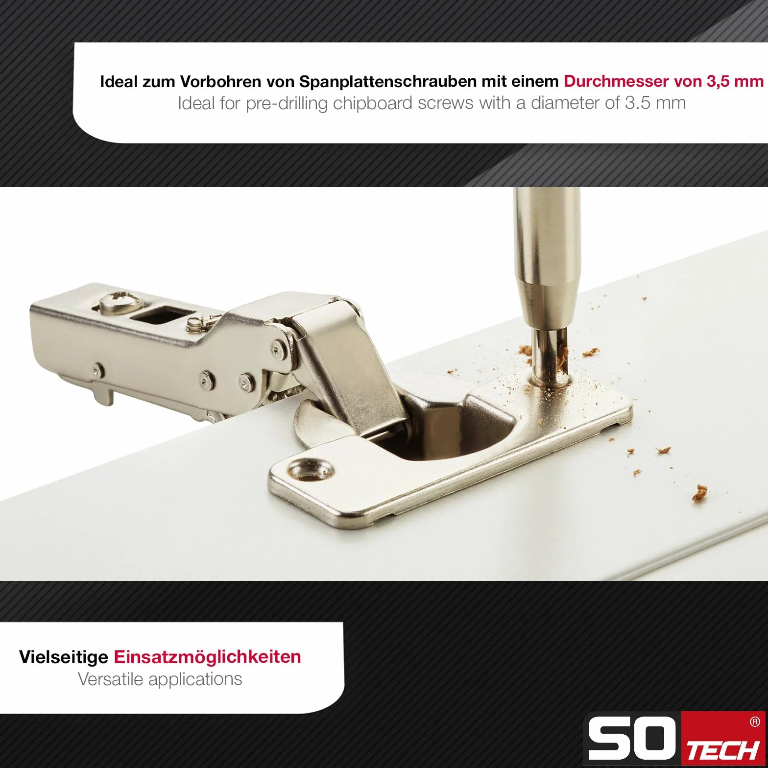 SOTECH punta di centraggio Ø 2,7 mm HSS4241 acciaio codolo esagonale ausilio foratura cerniere bussola guida molla