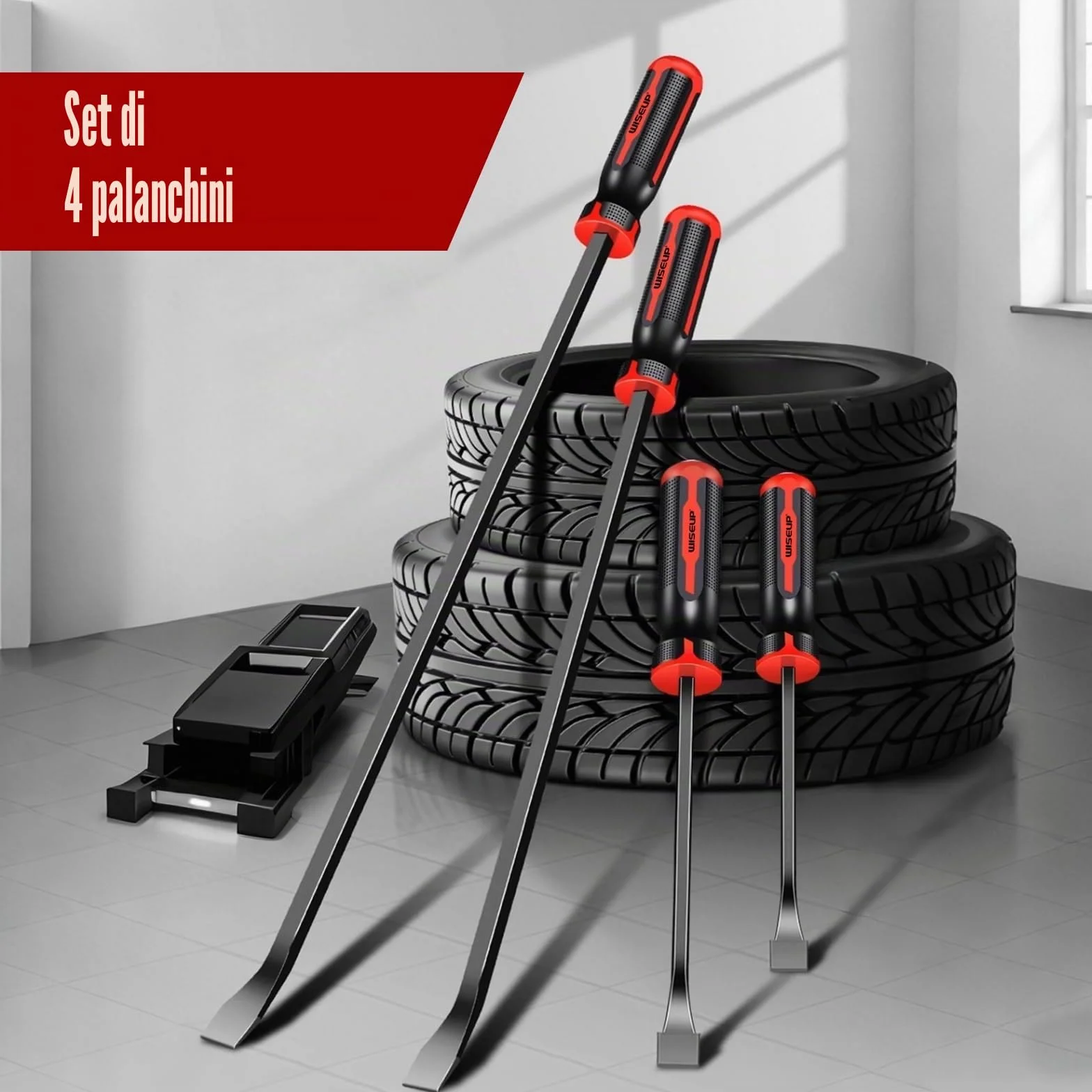 WISEUP Set di 4 leve piede di porco 20,3-61 cm resistente cappucci impatto spessi demolizione strumenti manuali meccanici