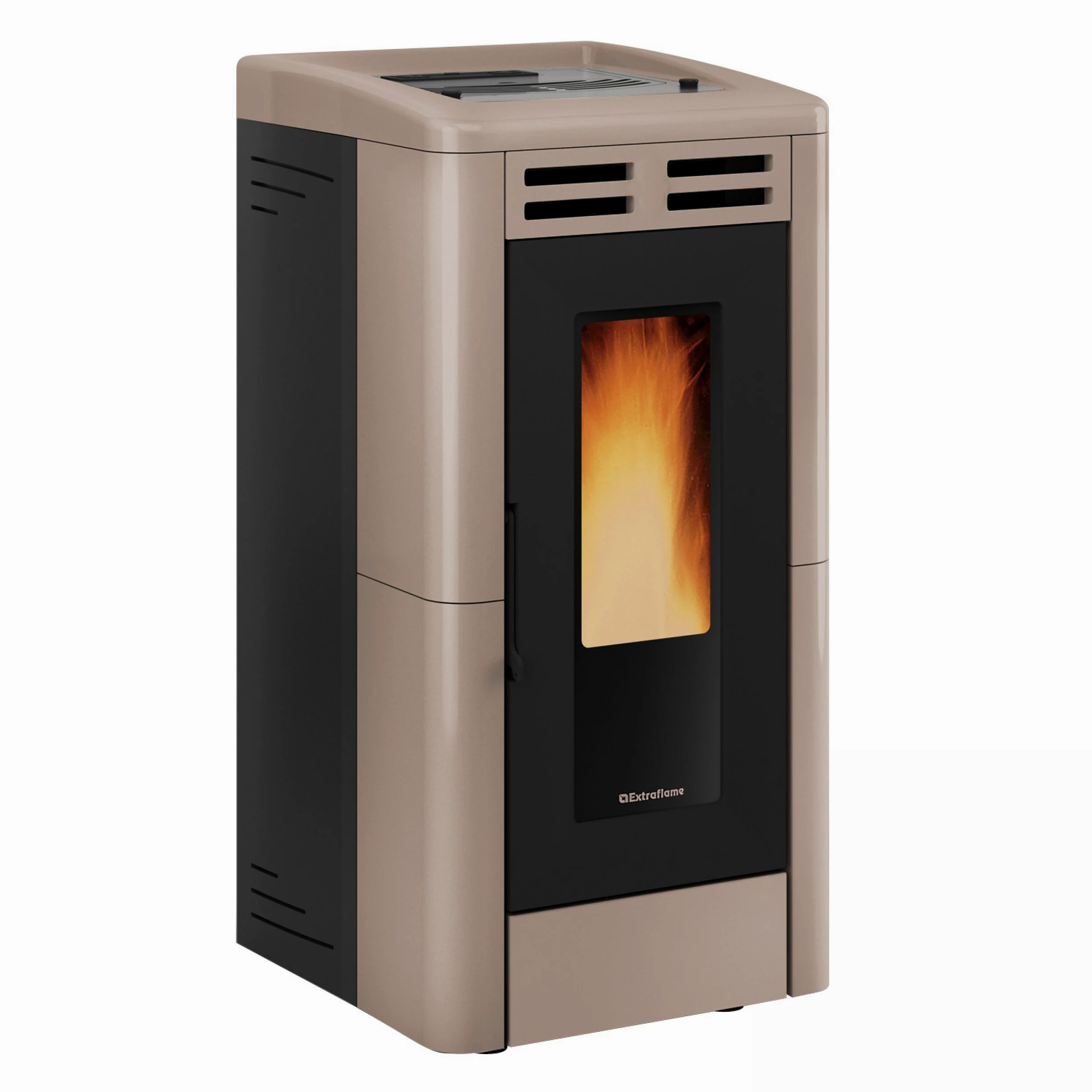 EXTRAFLAME Anastasia Plus - Stufa a Pellet in Ghisa, Beige, Pellet, A Terra, Sfiato Diretto, Efficienza 89%, Potenza 12 kW, Fino a 3700 m²