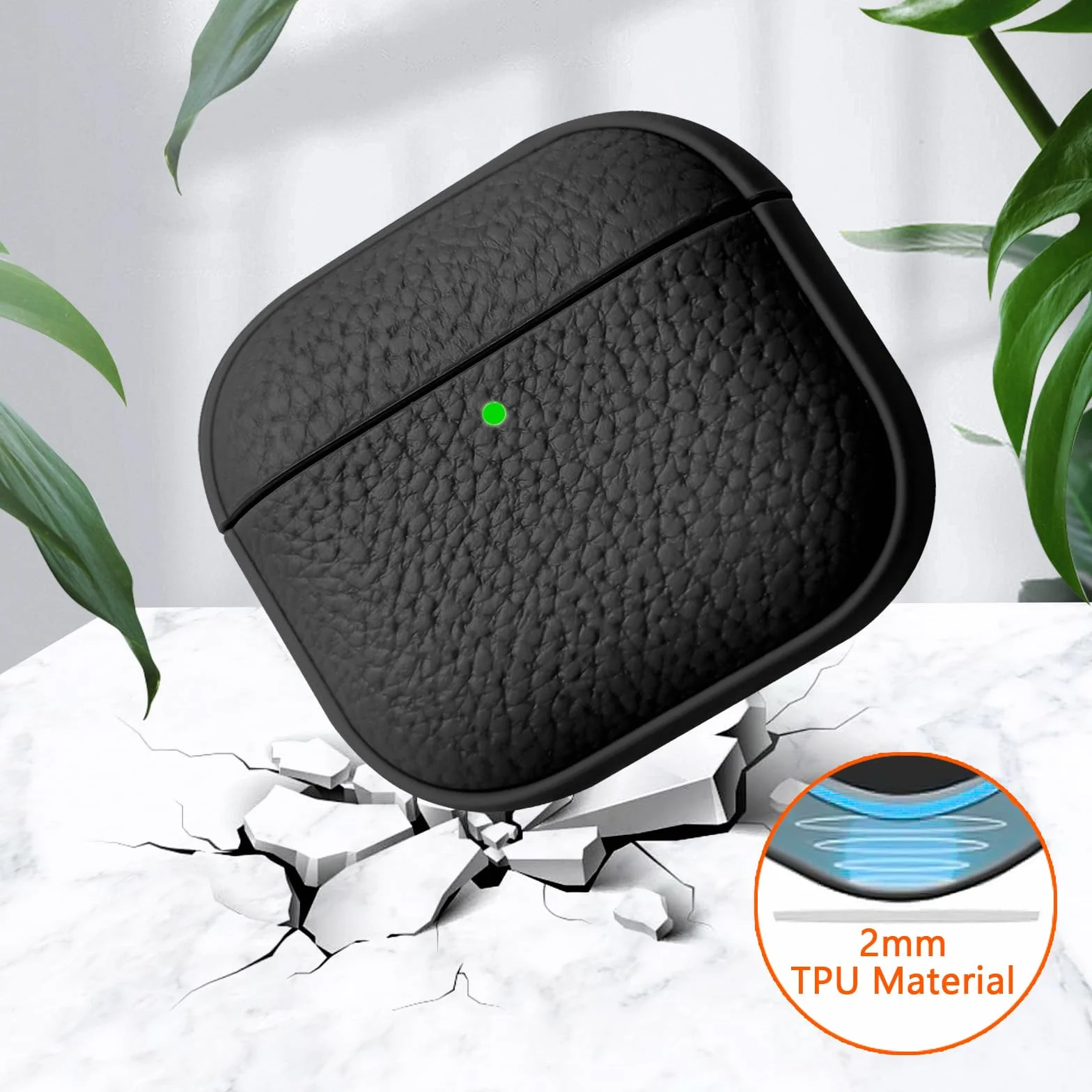 Teyomi Cover compatibile con Airpods 4, TPU Airpods 4 Cover con Cordino, Custodia Protettiva Progettazione della trama per AirPods 4 Generazione Case, Supporto ricarica wireless [Nero]