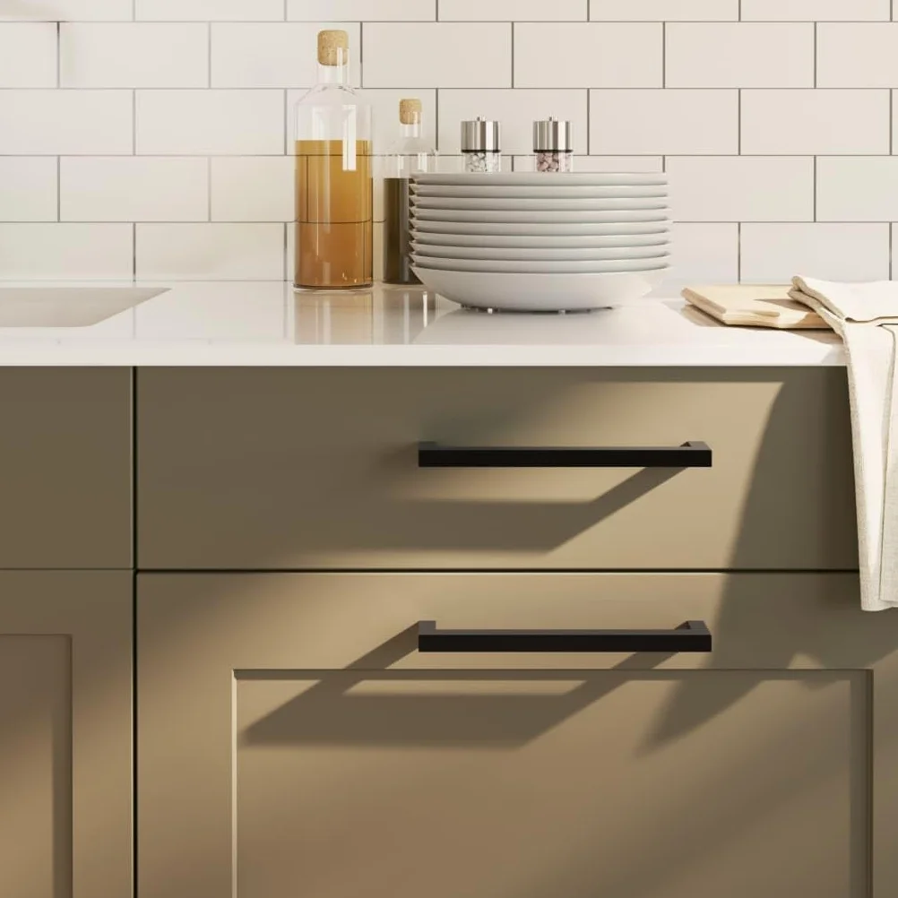20 maniglie per mobili, colore nero, 192 mm, in acciaio inox, per cucina, bagno, armadi, cassettiere, credenze, fai da te, con viti